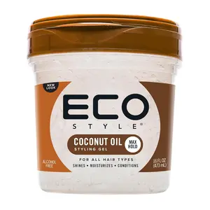 Ecoco Eco Style Gel - Coconut Oil - Adds Luster And Moisturizes Hair - Weightless Styling And Superior Hold - Prevents Breakage And Split Ends - Promotes Scalp Health - For All Hair Types - 16 Oz