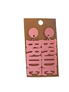 Custom Made Bride Earrings - Choose 30+ Colors; 2 Sizes; 3D Printed, Lightweight, Beautiful for Bridal Shower, Bachelorette Party, Wedding