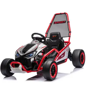 24V 400W Kids Electric Drift Go Kart, Off-Road Ride-On Toy for 6-12 Year Olds with Roll Cage, Bluetooth Music, 5-Point Harness, 5-7.5MPH Adjustable Speed, Suspension System