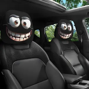 Car printed headrest covers, universal, elastic, funny and fun car headrest covers, 2 pieces, universal, soft and washable car seat headrest protection, elastic and breathable car interior decoration, front and rear seat headrest pads