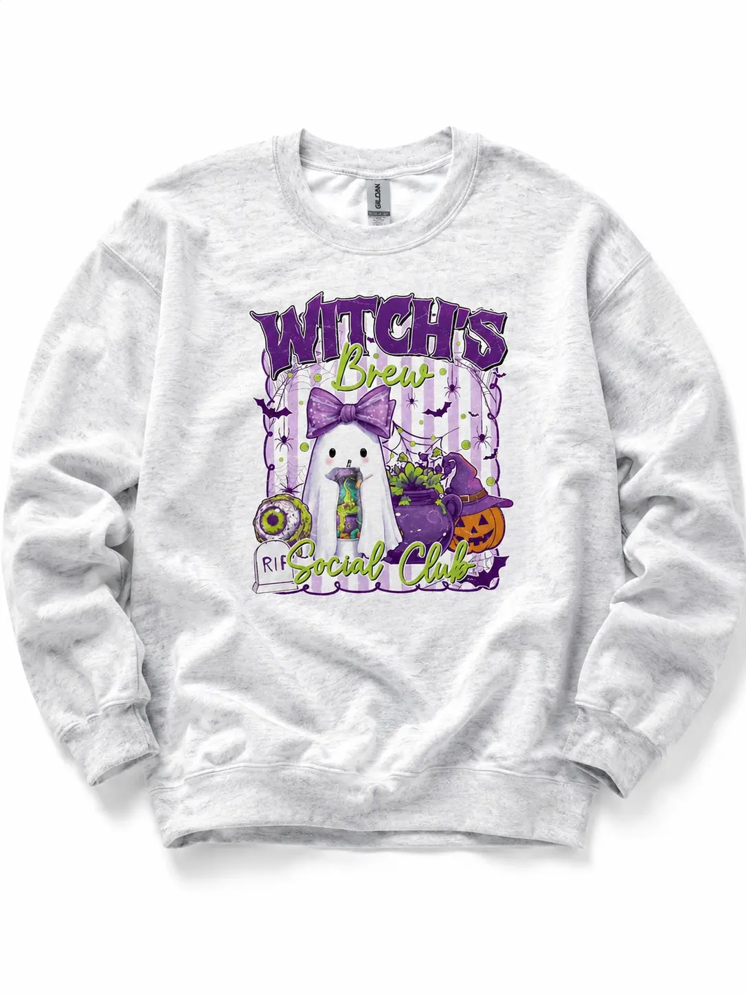 Witch's Brew Social Club Sweatshirt - Ash Grey - Sublimation - Spooky - Unisex Jersey Sweatshirt - TrendWear USA
