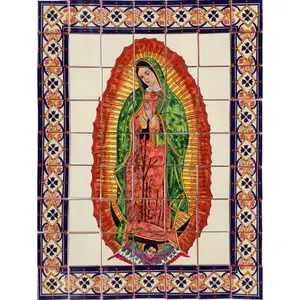 TalaMex Our Lady Virgen De Guadalupe. Clay Talavera Tile Mural