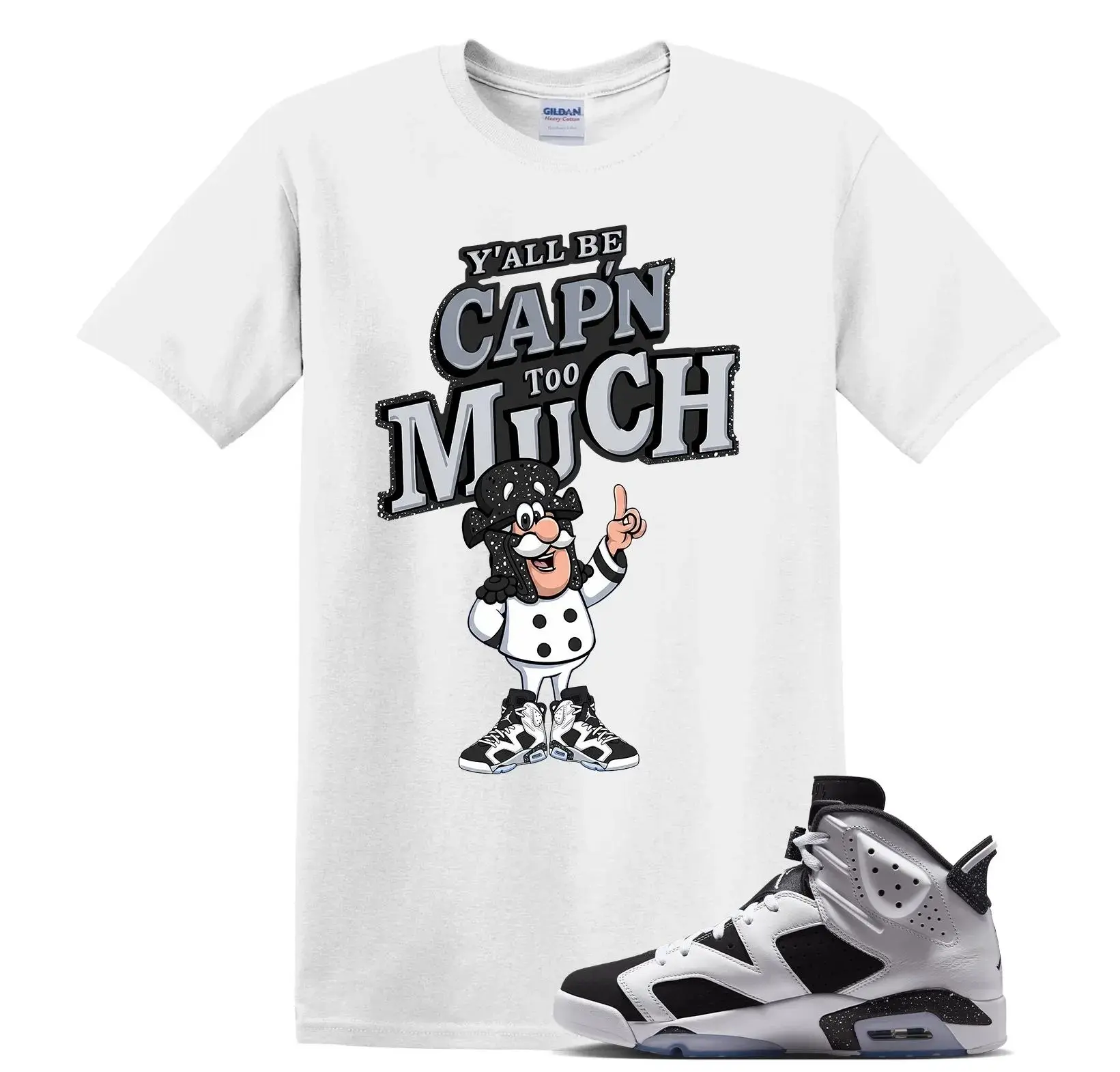 6 Retro Oreo Matching Shirt, CAP'N MUCH! Graphic Tee, 90s HipHop Streetwear, Gift For Women and Men, Best Gift