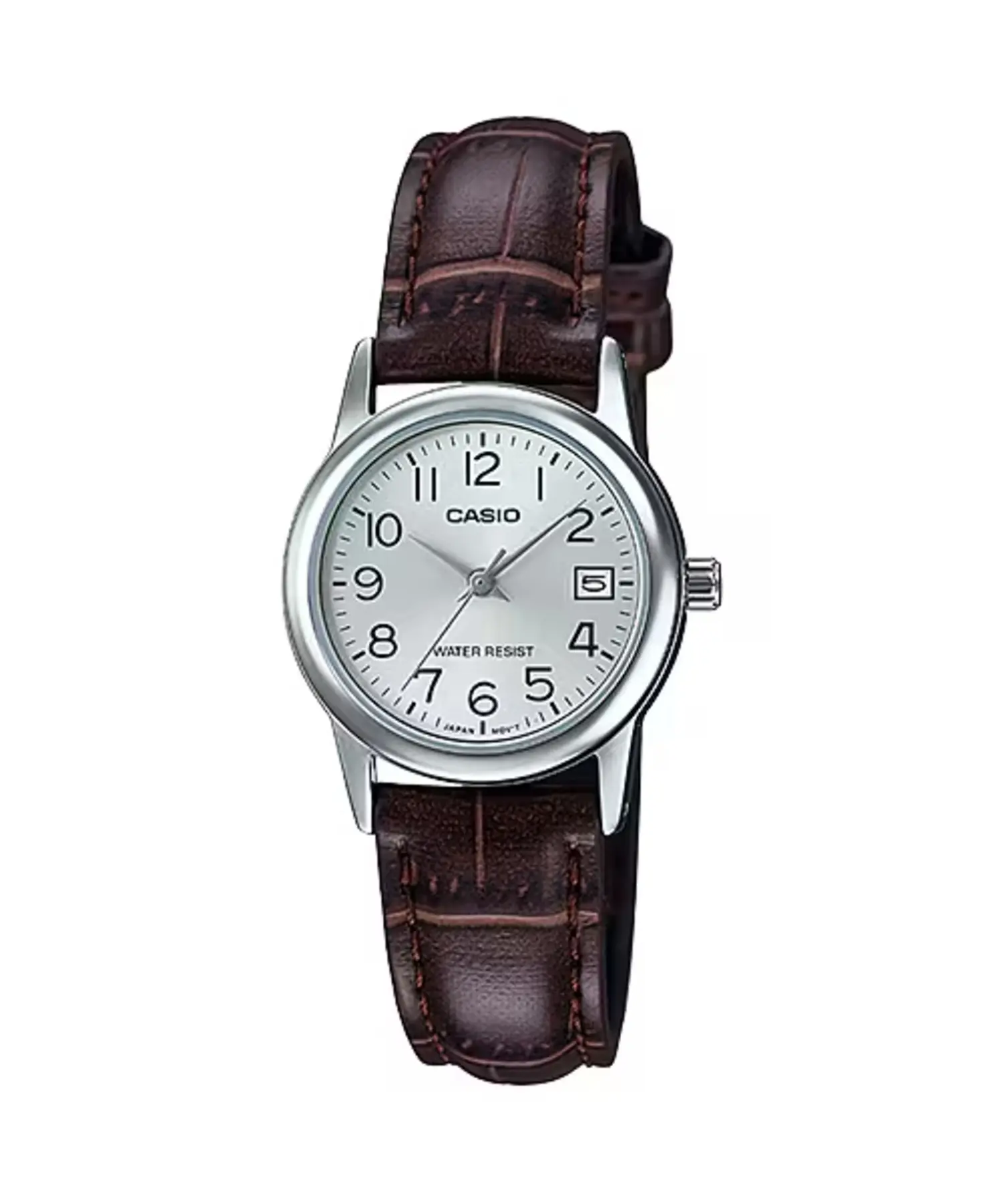 Casio Women’s Silver Dial Brown Leather Strap Watch - Casio LTP‑V002L‑7B2UDF