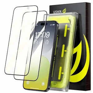 2-pack, HD tempered glass film, suitable for iPhone 15/15Pro/15ProMax full series, automatic dust removal, 2.5D full screen coverage, with dust-proof cleaning installation