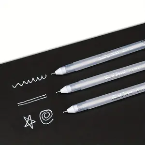 3pcs High-gloss Pens White Graffiti Hook Line Pen Anime Painting Color Oily Pen White Pen Sketch Bright Pen Smooth Writing Pens Waterproof Color Journal Black Cardboard Pen Journal Pen Simple