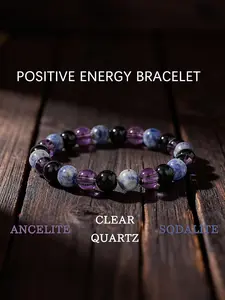 Natural Bohemian Stone Blue Lace Agate Bracelet, Powerful Protective Energy, Elegant Unique High-End Jewelry, Fashionable Design, Healing Crystal Bracelet