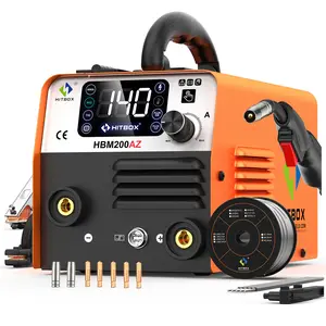 HBM200 HITBOX 4 in 1 Welder Machine 110v 220V 140A MIG/Lift TIG/Stick Portable Flux Core Welding Gasless Wire Maquina de Soldar Upgraded Handheld Welder Gun Welding Kit High-End Chip with IGBT Inverter LED welder  machine