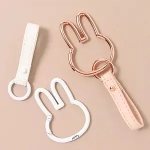 Miffy Keychain Kawaii Cartoon Rabbit Head Keyring for Bags Car Phone Unisex Cute Gift for Birthday Christmas Present for Teens