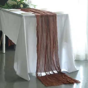 Gauze Cheesecloth Table Runner 10ft Cinnamon Brown - Rustic Boho Table Linen