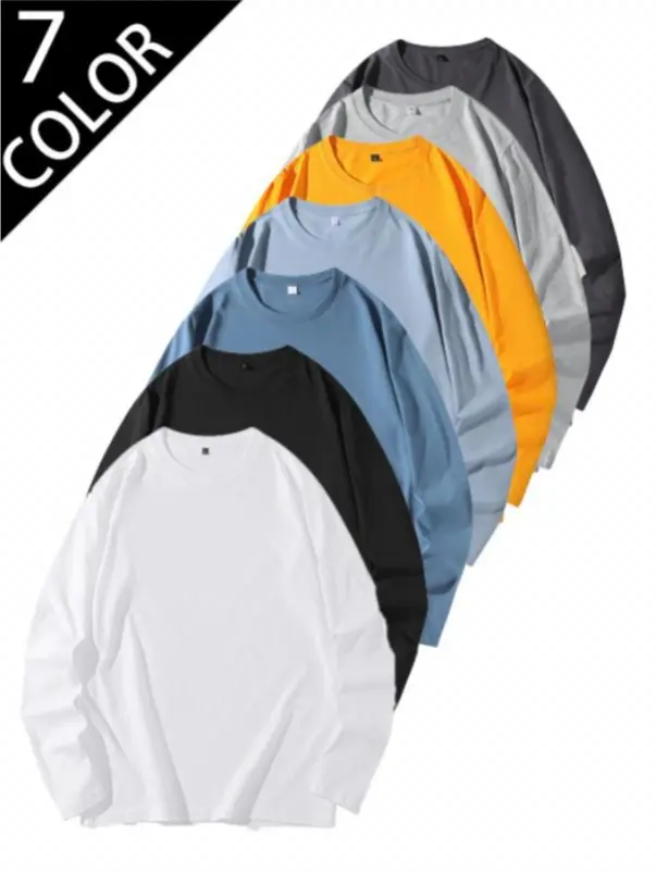 New 2026 unisex long-sleeve T-shirt crafted from premium cotton fabric, classic blank solid color basic layering top suitable for men and women. Soft, skin-friendly cotton delivers gentle all-day comfort with great air permeability to prevent stuffiness i