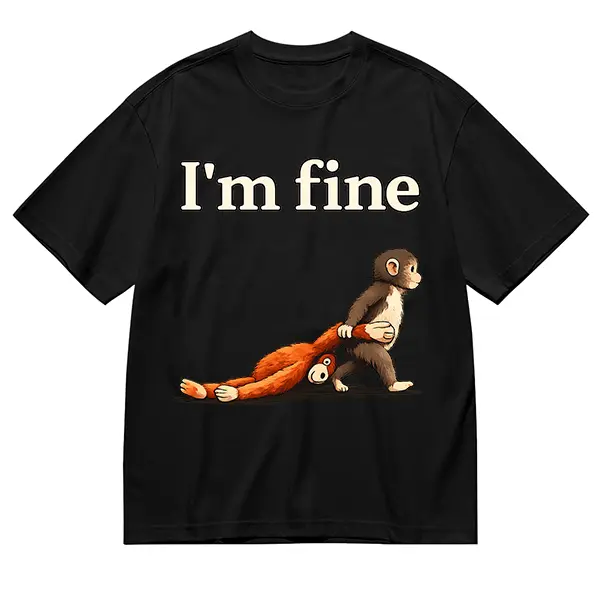 ミュージシャン SADS Big Silhouette Tee MONKEY MARDIGRAS Sad Monkey Punch meme featuring an orange toy — “I'm Fine” comfort