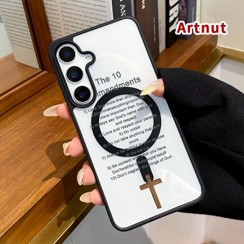 Phone Case Compatible with Samsung Galaxy S24 Plus S25 S23 FE S22 Ultra S22+The Ten Commandments Magnetic Acrylic Hard Back Soft TPU Edge Four Corners Bumper Shockproof Cover for Boy