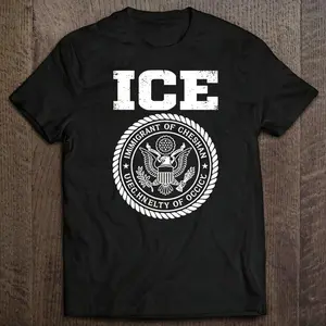 Trump x ICE American Immigration Customs Black Cotton T-Shirt for Men Women