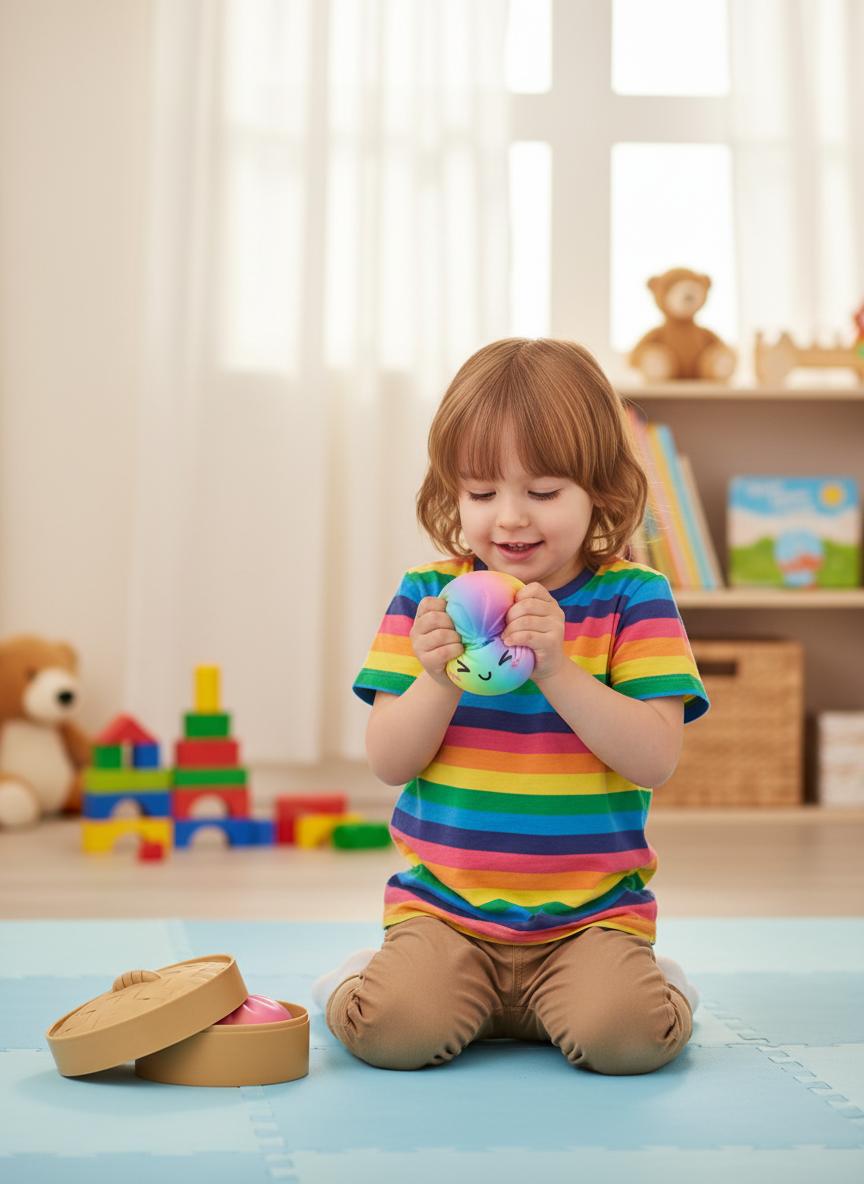 Upgraded Dumpling Squishy Mystery Bun Fidget Toy Soft TPR Material 9.5cm x 6cm Stress Relief Squeeze Toy for Adults Kids