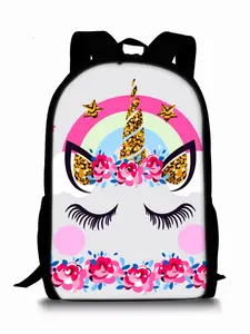 Single-layer backpack with unicorn and pony print
