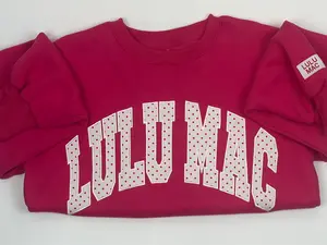 Lulu Mac Hot Pink Embroidered Sweatshirt with Polka Dots