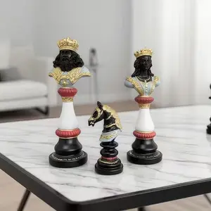 Vintage Chess Pieces Set, Retro Court Art Design, Decorative Chessmen, Tabletop Decoration for Board Games & Home Setup