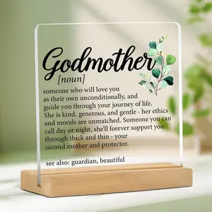 Godmother Definition Clear Acrylic Desktop Ornament, Godmother Birthday Gift, Home Decor for Living Room Bedroom, Gift for Godmother, Signs, Decorative Plaque