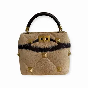 Pre-owned Valentino Linen Tote Bags Roman Stud Bag