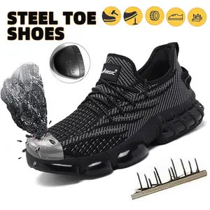 Men Steel Toe Safety Sneakers – Unisex Lightweight Breathable Work Shoes Non Slip Indestructible Protective Trainers