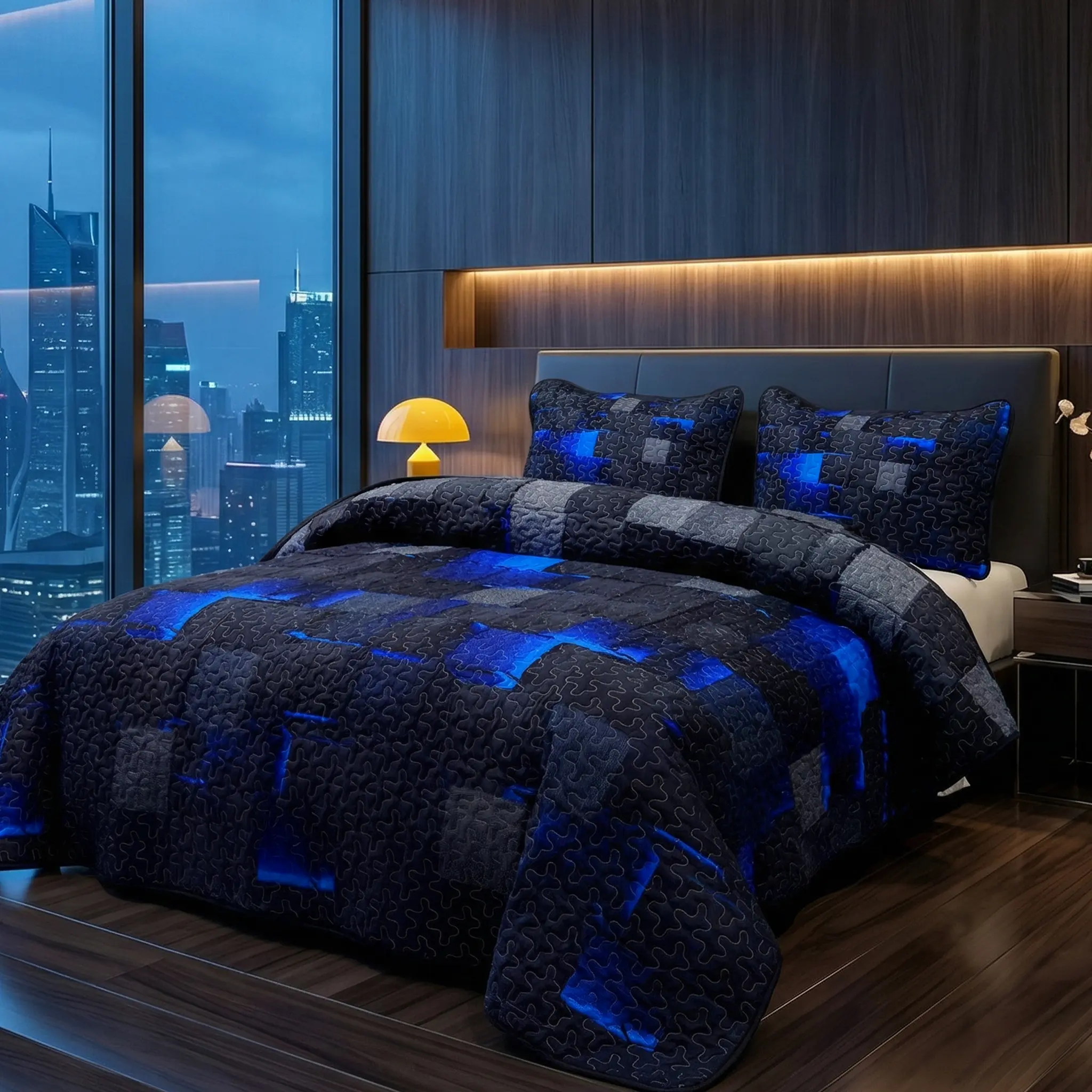 Lightweight All-Season Quilt Bedspread Set - Classic Stitch Design, Soft Breathable Digital Printing Fabric, Machine Washable, Ideal for Modern Bedrooms & Teen Boys' Decor, Great Gift Option