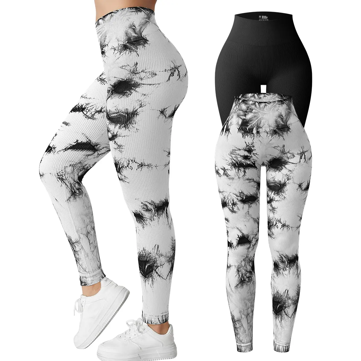 black,tie-dyed white 1