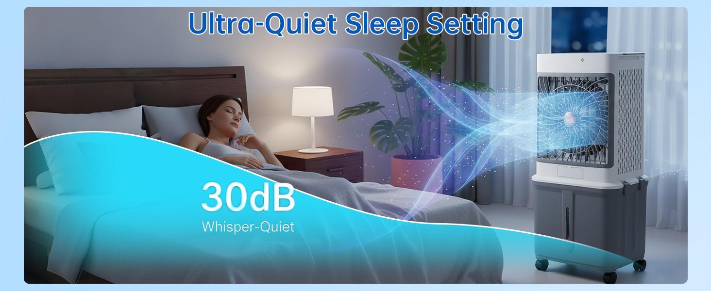 2026 Upgraded Windowless Portable Air Conditioner, Evaporative Cooler, 10GAL Detachable Tank, Oscillation, Timer, Quiet, 30H Cooling Fan for Bedroom and Garage