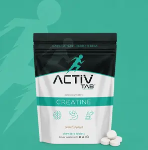 ActivTab Creatine Chews for Women & Men | 5g Creatine Monohydrate | Sweet Vanilla | No Shaker Needed | Lean Muscle, Energy & Focus Support | No Sugar | Third=party Tested Dietary Supplement