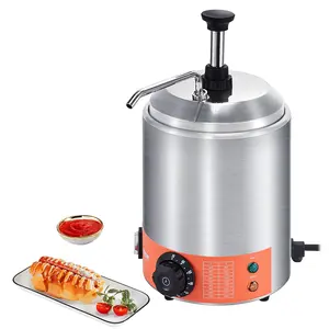VEVOR Electric Cheese Dispenser with Pump, 2.3 Qt Commercial Hot Fudge Warmer, Stainless Steel Pump Dispenser, 86-230 Temp Adjustable Nacho Cheese Sauce Warmer, for Hot Fudge Cheese Caramel, Kitchen Household Products