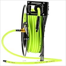 Flexzilla Open Face Retractable Air Hose Reel, 3/8 in. x 50 ft., Heavy Duty, Lightweight, Hybrid, ZillaGreen - L8611FZ