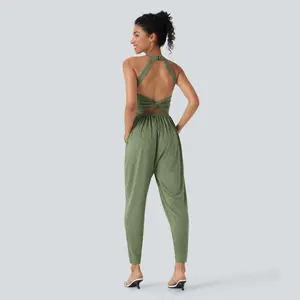 Backless Twisted U Neck Harem Casual Jumpsuit with Pockets-Easy Peezy Edition-D/DD/DDD/F Cups, Women, Style