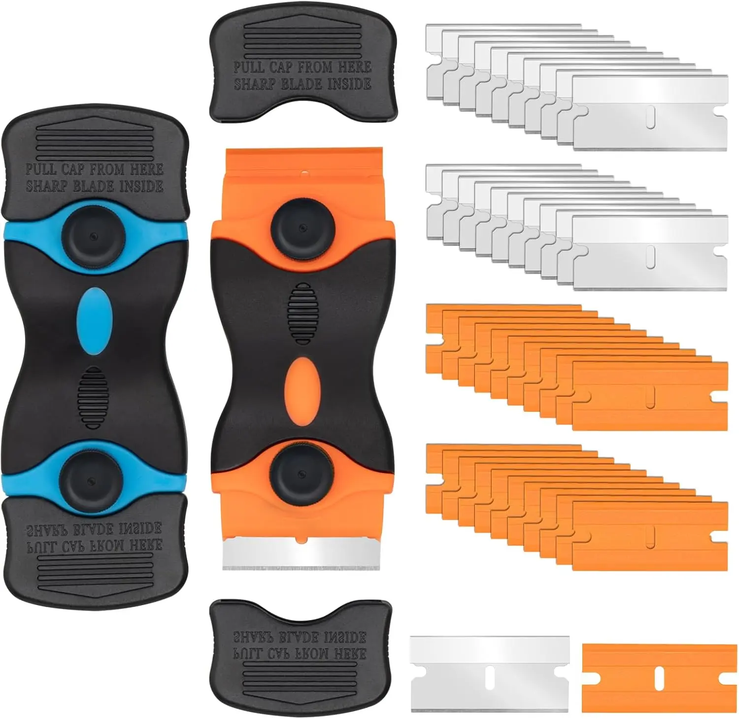 Razor Scraper Tool 2 Pack, Razor  Scraper Tool with 20 count Plastic  and 20 count Metal Scraper ,  Scraper for Glass, , Wallpaper, Stickers