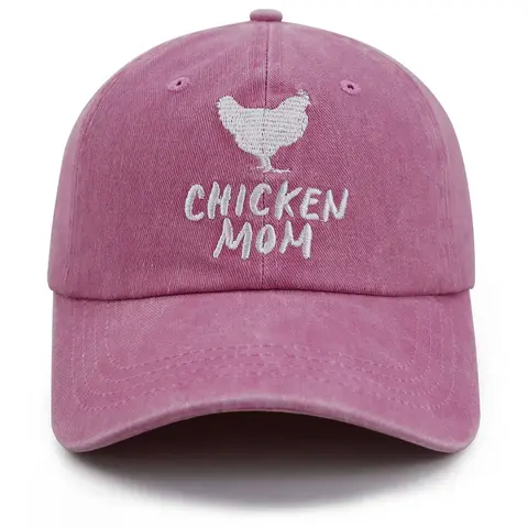 Women's Adjustable Washed Breathable Cotton Embroidered Farm Hen Baseball Cap - Chicken Hat for Adults, Coop Use, Bird Graphic Hat, One Size Fits Most, Ideal Holiday Gift for Mother, Farmers