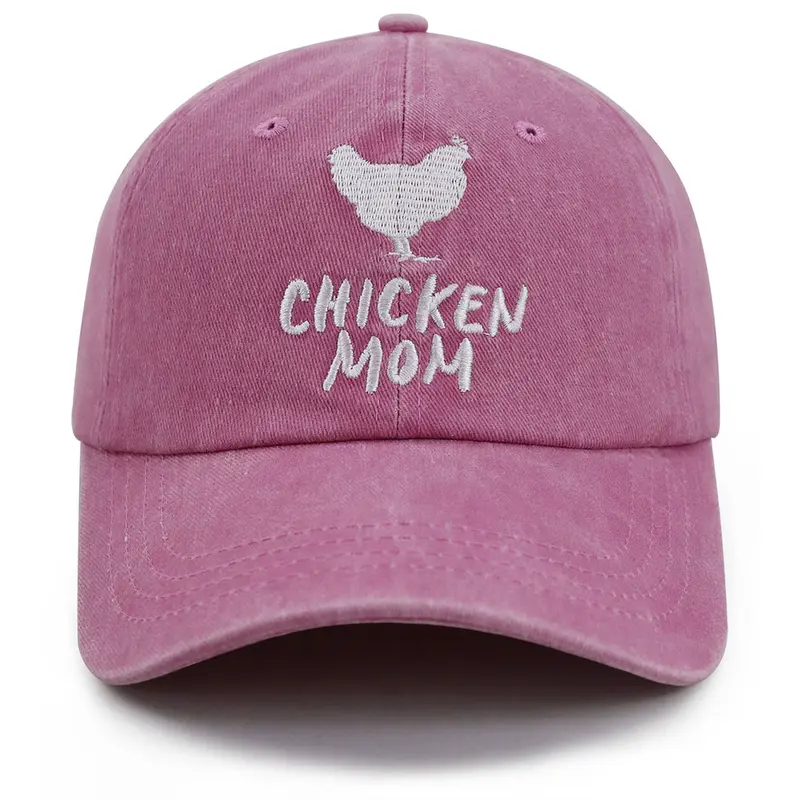Women's Adjustable Washed Breathable Cotton Embroidered Farm Hen Baseball Cap - Chicken Hat for Adults, Coop Use, Bird Graphic Hat, One Size Fits Most, Ideal Holiday Gift for Mother, Farmers