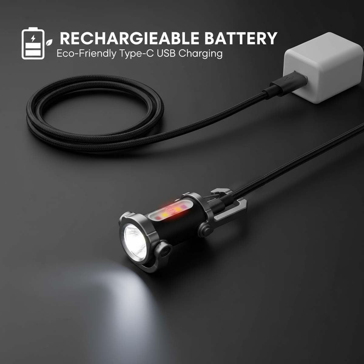 Keychain Flashlight, Portable Rechargeable Bright Keychain Flashlight, Phone Charger, 7 Lighting Modes, 1200 Lumens EDC Mini Keychains Flashlight, Waterproof Design for Camping Hiking (4PCS)