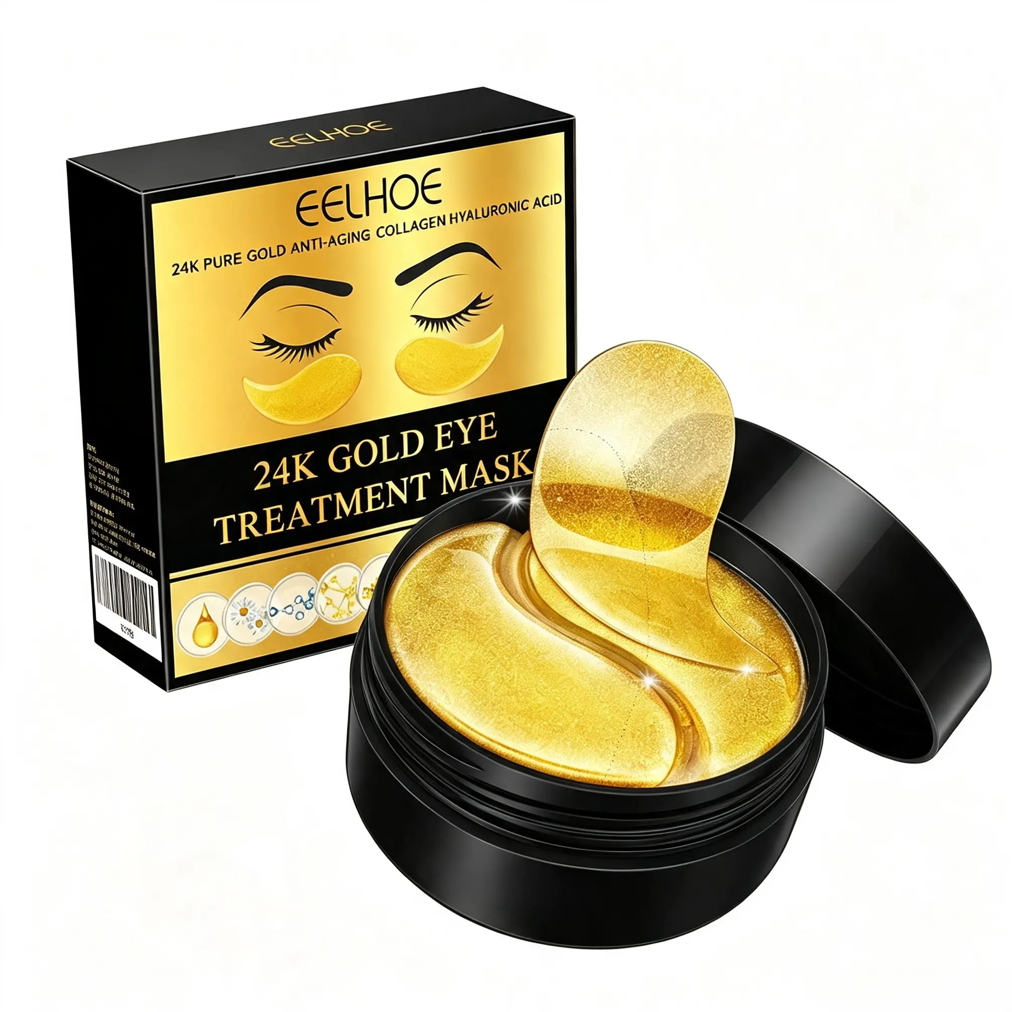 EELHOE Hyaluronic Eye Mask, Gently Hydrates Skin Around Eyes, Lightens Fine Lines, Soft Lifting Skincare Patch, Lighten Hyaluronic
