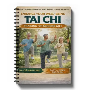 Tai Chi Wellness Guide Workbook, 10-Minute Exercises for Balance & Flexibility, Home Plan, Large Print, Illustrated, Spiral Bound, Mixed Colors