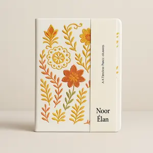 Noor Élan Quiet Luxury Embroidered Journal with Golden Floral Detailing on Ivory Cover for Journaling Planning and Gifting