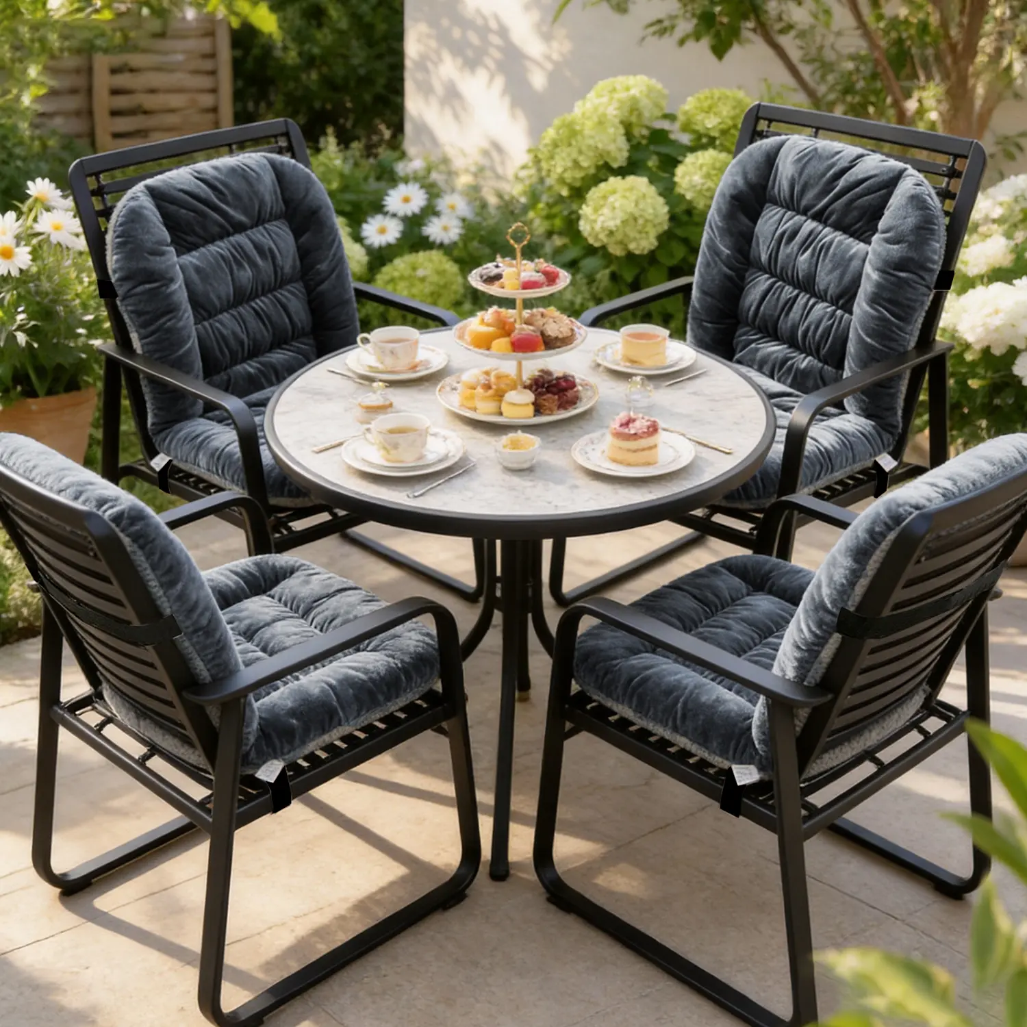 1-Piece Thickened Polyester Chair Cushion, Soft & Comfortable with Full Back Support, Washable, Ideal for Garden Furniture