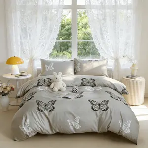 Butterfly Print Bedding Set, 3 Counts/set Including 1 Count Duvet Cover & 2 Counts Pillowcase without Filler, Soft Comfortable Bedding Set for Home Bedroom, Soft Bedding Sets