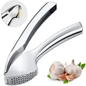 Garlic press, zinc alloy, stainless steel color, kitchen garlic puree, garlic press set with kitchen tools