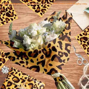 Leopard Print Snowflake Paper, Thin Gift Wrapping Paper, Party Decoration, 50cmx35cm, Mother's Day, Wedding Bouquet Wrap