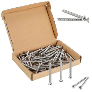 50Pcs Extra Long Outlet Screws, Phillips Flat Head, Electrical Wall Plate Switch and Receptacles Device Mounting Screws, 6-32 X 1-1/2 Inches, 18-8 (304) Stainless Steel HanTof