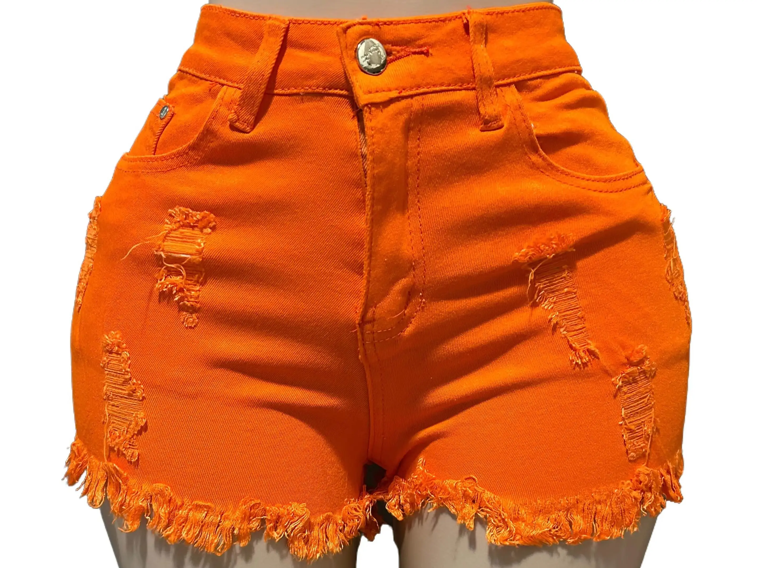 Women's Ripped Row Cut Denim Shorts Fashion Casual Pocket Design for Daily Holiday Vacation Wear Summer Style