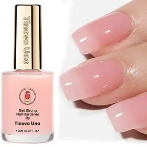 Tinovo Uno Logo Nail Strengthener - Natural Pink/LED Gel Polish, Quick-Drying & Long-Lasting Shine, No Lamp Required, Alcohol-Free Formula, Suitable for Weak Nails, 12ml, Brittle Nail Strengthener, Nail Care Solution, Manicure