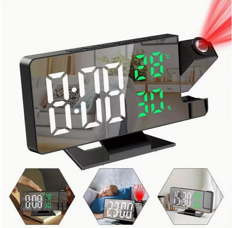 LED digital projection alarm clock-180° Rotatable Projector with Indoor ...