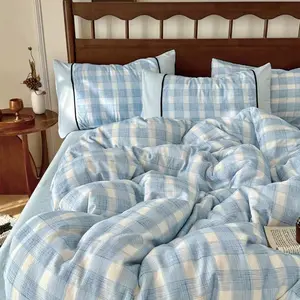 Camille French Plaid Bedding Set / Blue