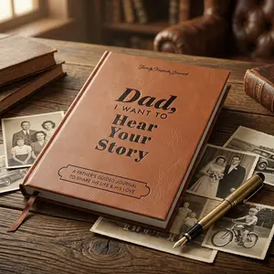 Father's Day Gift for Dad,Dad I Want To Hear Your Story， Life and Memories Keepsake Album, Personalized Father's Day Present, Heartfelt Tribute Book, Guided Journal, Stationery Gift
