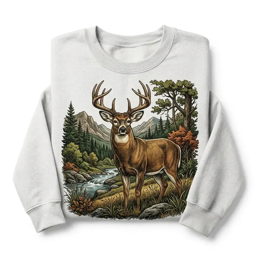 Whitetail Buck Peak Rut Women's Cotton Pullover Sweatshirt, Unisex Style Cotton Womenswear Boho - KitchenEra